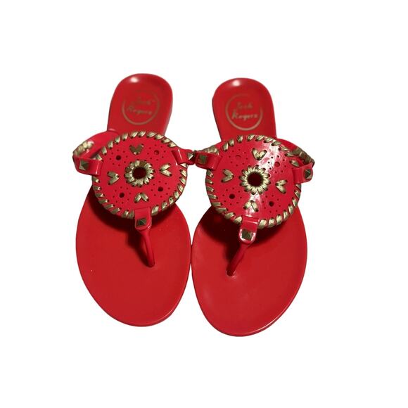 Jack Rogers Georgica Jelly Pink Gold Sandals Size 7 - Picture 1 of 10